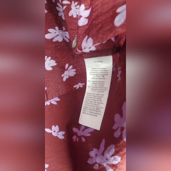 Madewell blouse V-Neck Button-Front Shirt Floral Print Size L - Picture 12 of 14